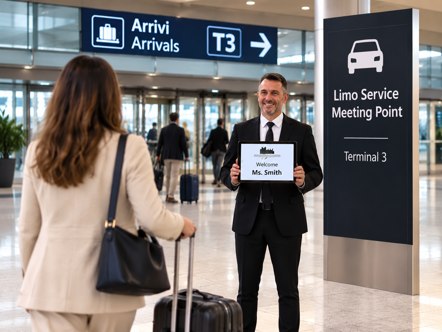 Meet and greet service at Fiumicino Airport for private transfer to Sorrento