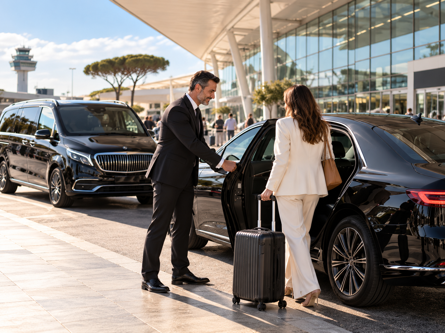 Private transfer from Fiumicino Airport to Rome with professional chauffeur